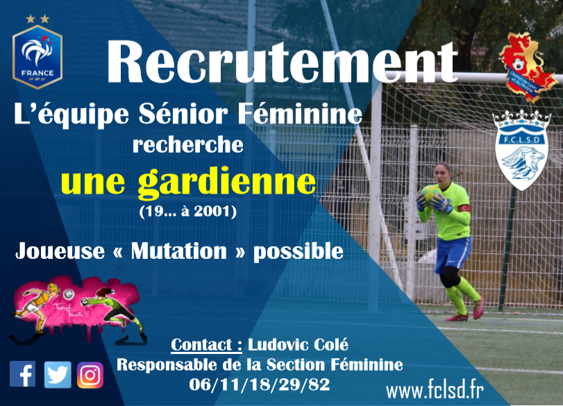 Suite au départ de Riane HADDAD, nous recherchons une gardienne pour notre équipe féminine